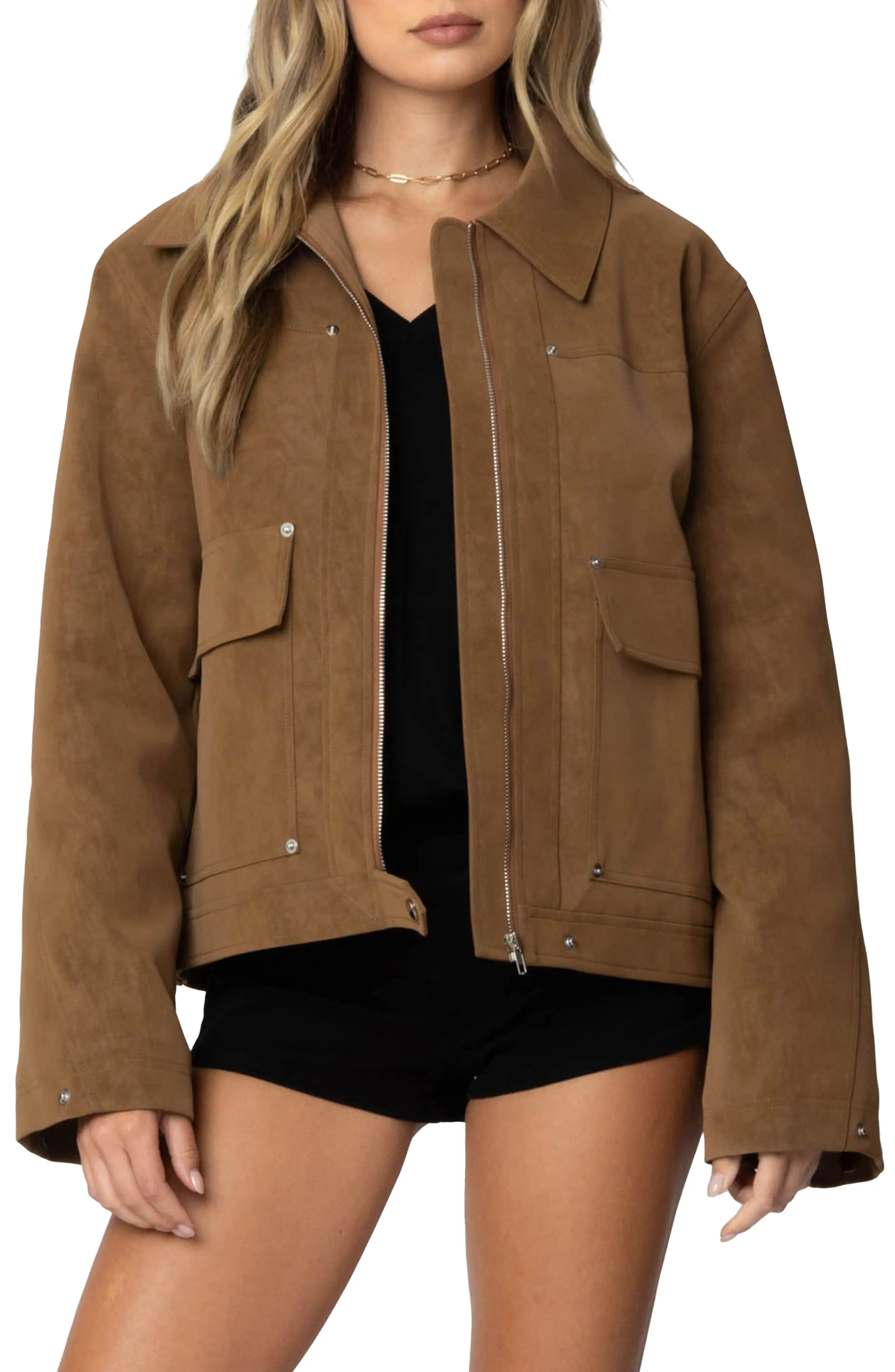 EDIKTED Annabelle Oversize Faux Suede Jacket (Women) | Nordstrom | Nordstrom