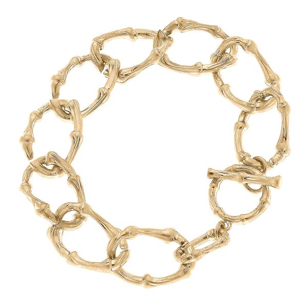 River Oval Bamboo T-Bar Bracelet in Worn Gold | CANVAS