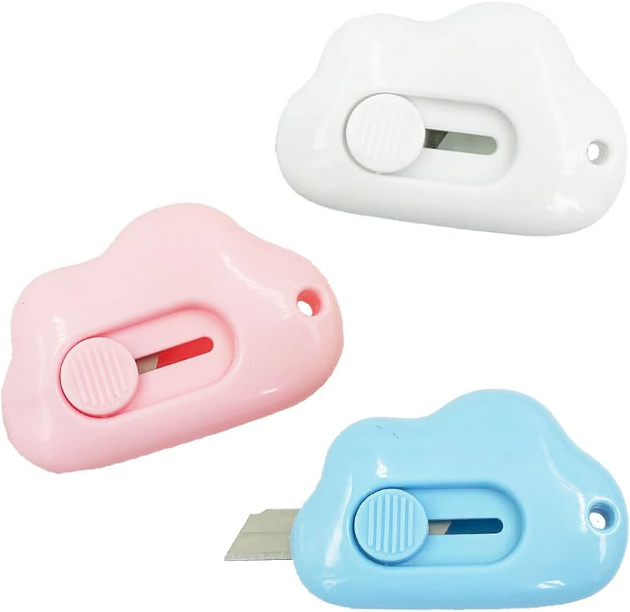 Mini Box Cutters, 3Pcs Retractable Art Cutter Utility Knife,Cute Cloud Shaped Kawaii Letter Opene... | Amazon (US)