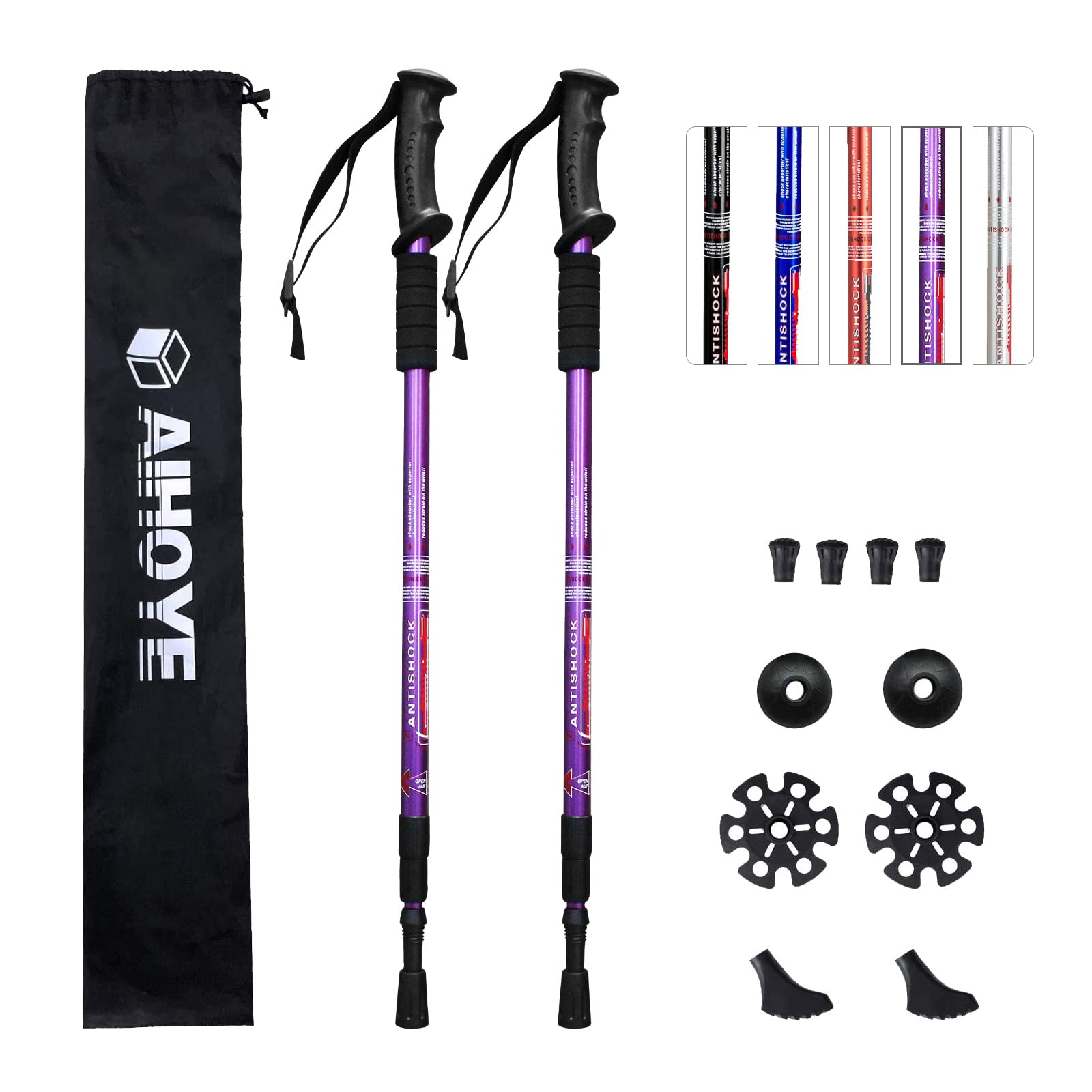 Aihoye Hiking Trekking Poles, 2 Pack Collapsible, Lightweight, Anti Shock, Walking Sticks, Adjust... | Amazon (US)