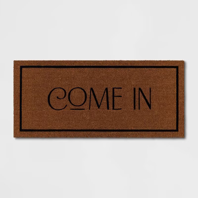 1'8"x4' 'Come In' Coir Doormat Natural - Threshold™: Outdoor Welcome Mat, Front Door, Medium Pi... | Target