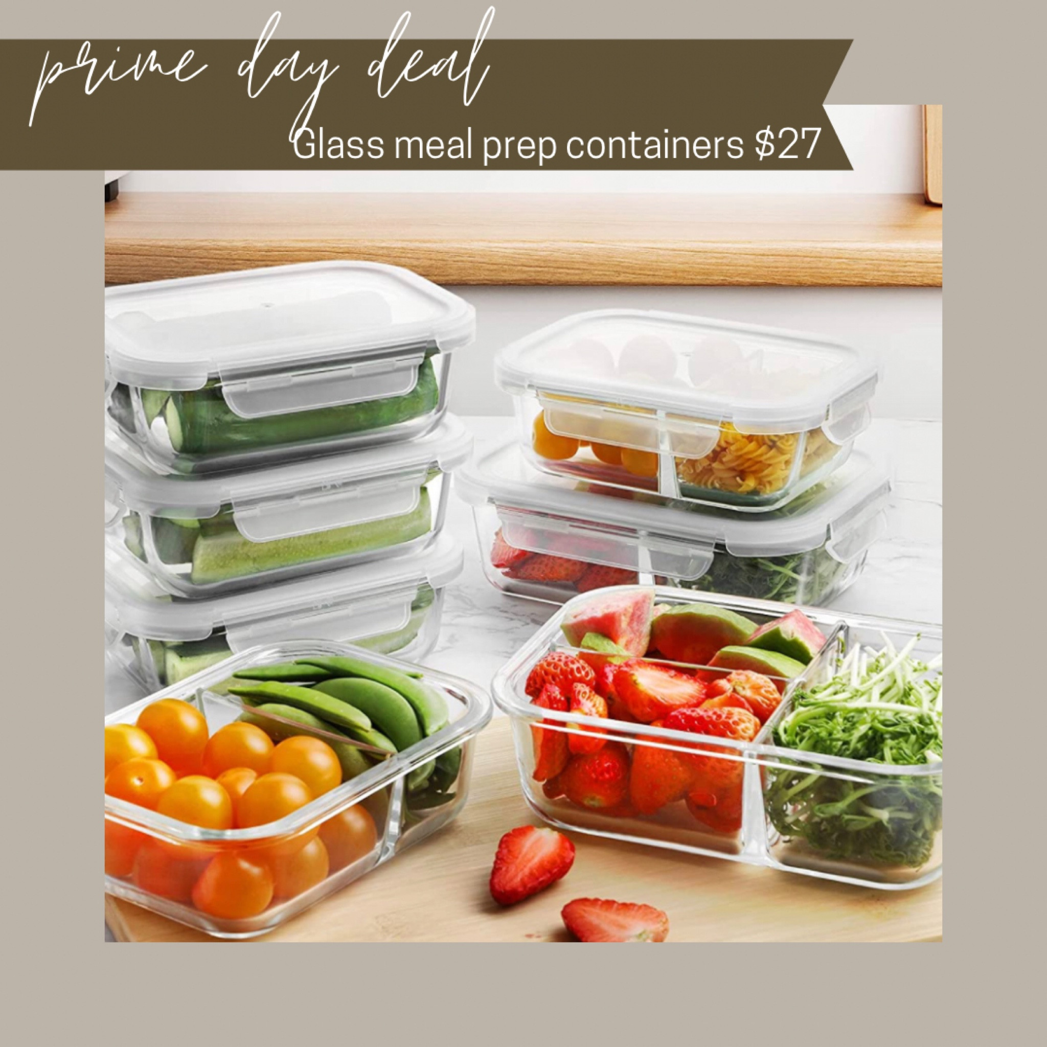 Glass Meal Prep Containers! I only use glass containers to store food in due to BPA’s and forever chemicals leaking into our food through plastics. These are a great deal right now, although I’d consider any discount on glass a deal! 

#LTKxPrimeDay #LTKsalealert #LTKunder50