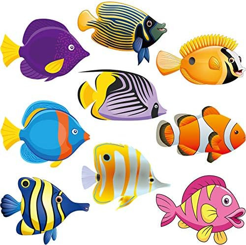 45 Pieces Fish Cut-Outs Paper Colorful Classroom Decoration Tropical Fish Accents Cutouts with Gl... | Amazon (US)