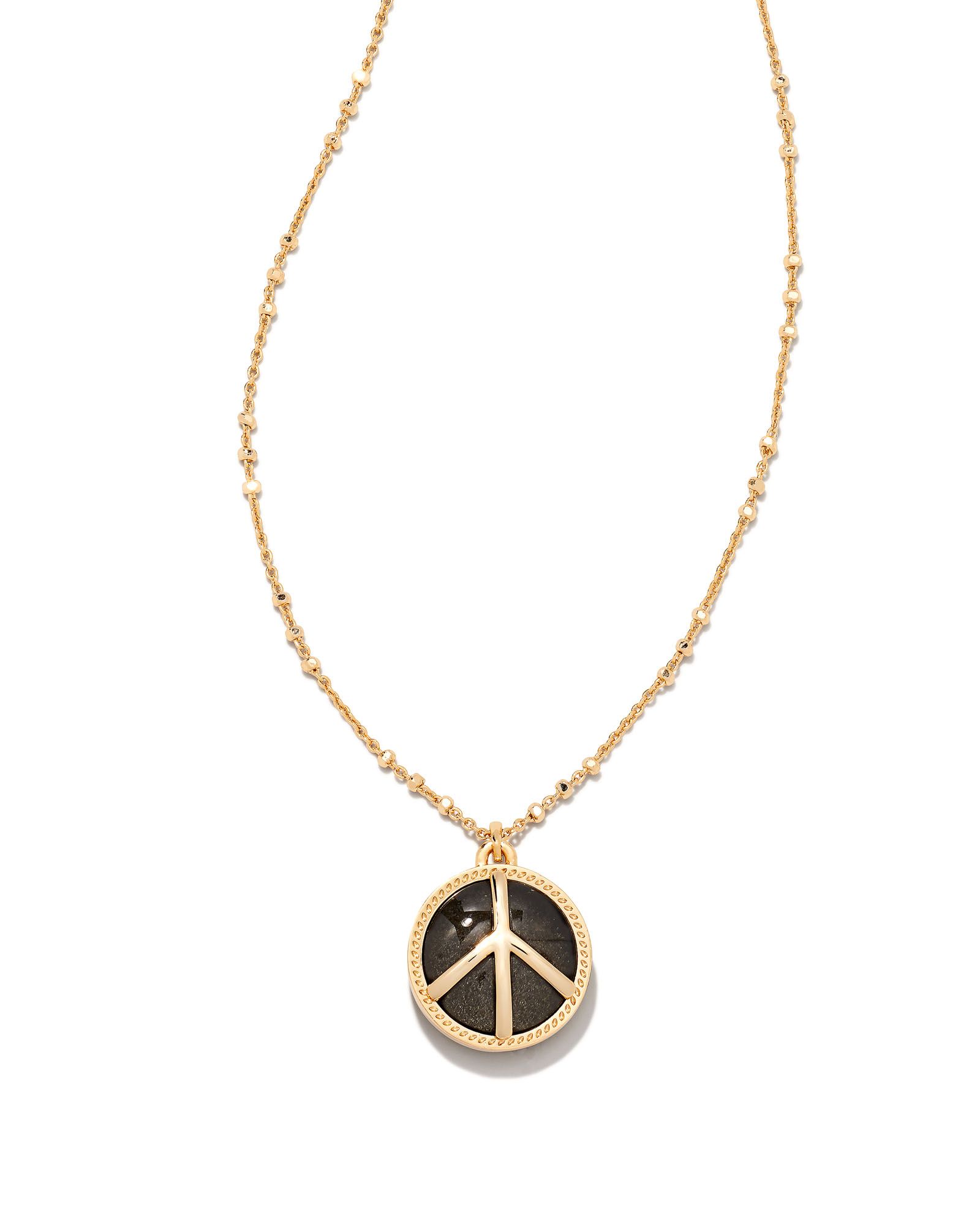 Peace Gold Pendant Necklace in Golden Obsidian | Kendra Scott