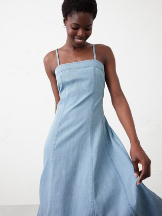 Denim Seamed Midi Dress | Banana Republic Factory