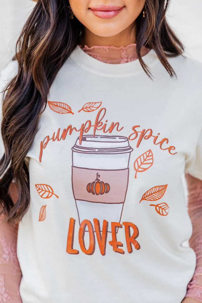Pumpkin Spice Lover Ivory Comfort Color Graphic Tee | Pink Lily