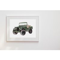 Watercolor Classic Car Print Vintage Vehicle Wall Art | Etsy (US)