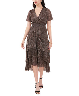 Vince Camuto Women's Tiered Metallic Midi Dress - Macy's | Macy's