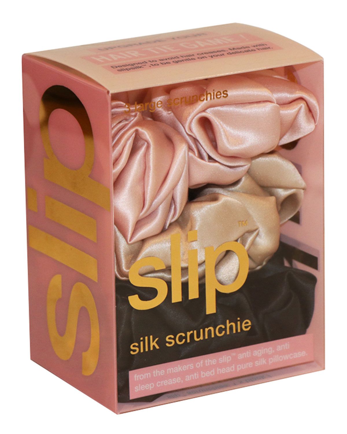 Large slipsilk & #153 Scrunchies - Black, Pink, Caramel | Neiman Marcus