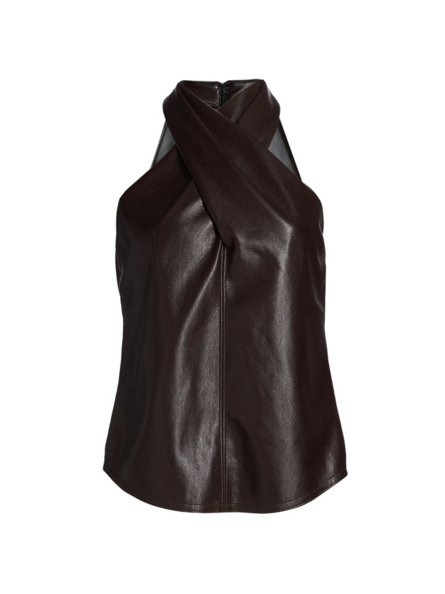 Quinn Faux Leather Cross Halter Top | Saks Fifth Avenue