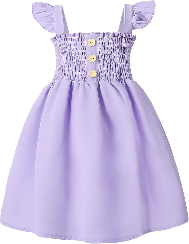 Amazon.com: Toddler Dress Ruffle Sleeveless Button Down Denim Dress for Toddler Girl Dress Summer... | Amazon (US)