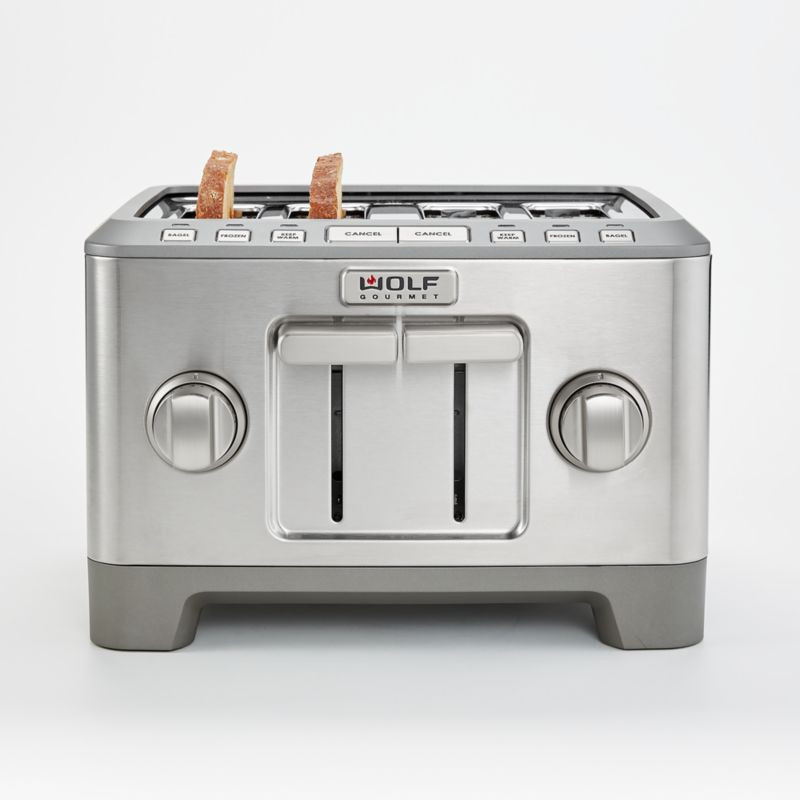 Wolf Gourmet 4-Slice Toaster with Stainless Steel Knobs | Crate & Barrel | Crate & Barrel
