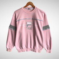 Vintage Fila Moda Nela Spellout Logo Embroidered Pink Sweatshirt 90S Pullover Jumper Streetwear Size | Etsy (US)