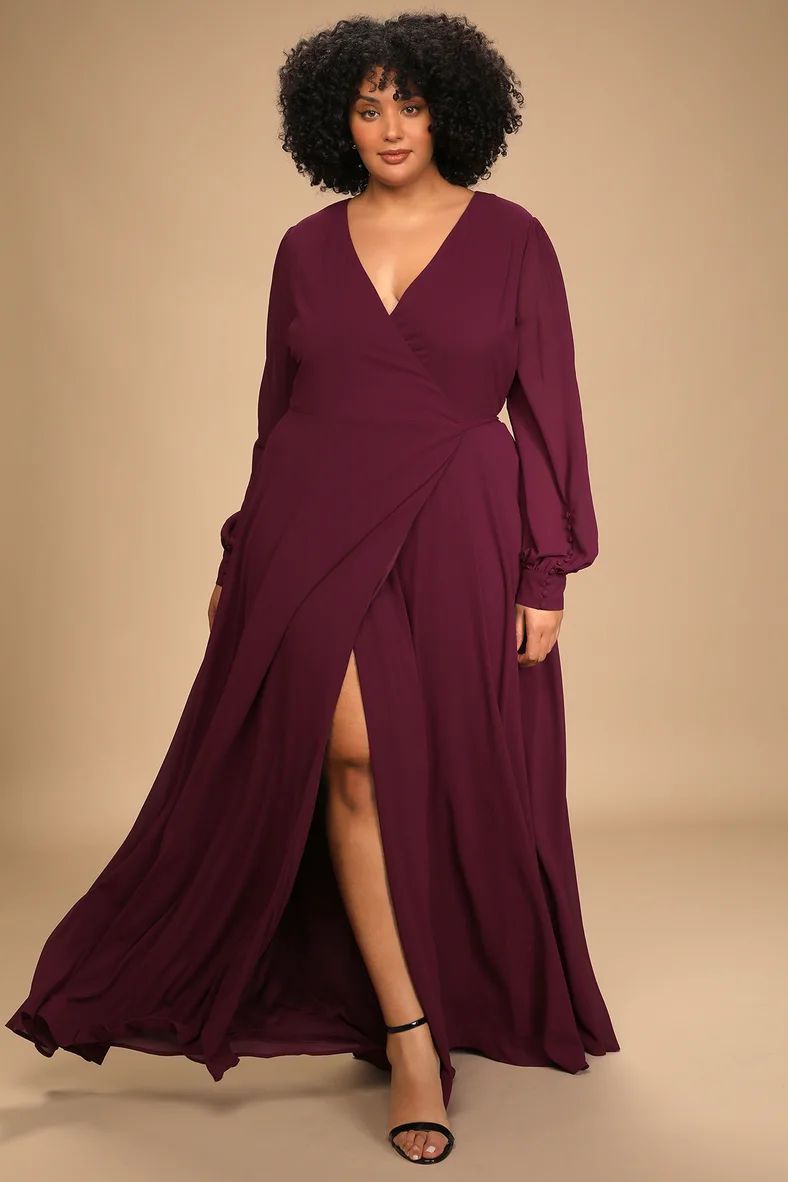 My Whole Heart Plum Long Sleeve Wrap Dress | Lulus (US)