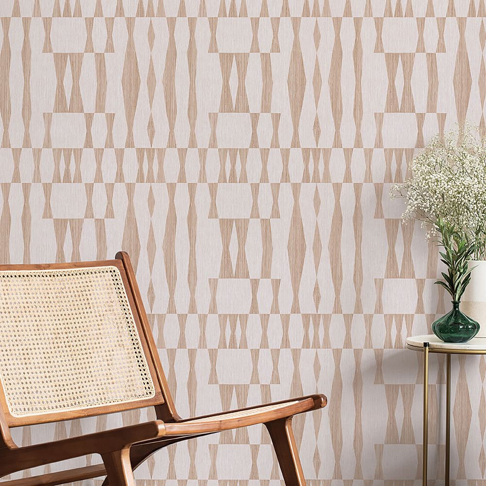 Tempaper Grasscloth Geo Peel & Stick Wallpaper | West Elm (US)