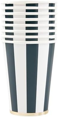 Bonjour Fête Navy Blue Cabana Stripe Party Cups | Disposable Cups for Holidays, 4th of July & Bi... | Amazon (US)