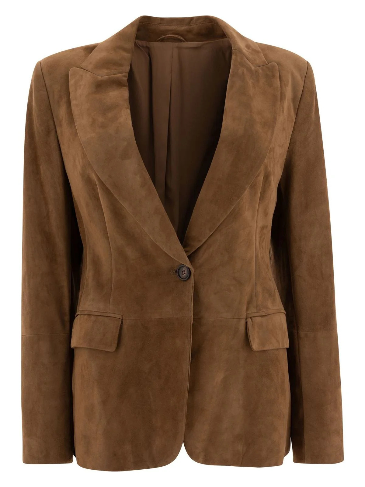 Brunello Cucinelli Women's Suede Blazer in Brown | Size 42 | M0PCL208XC7495 | LOZURI
