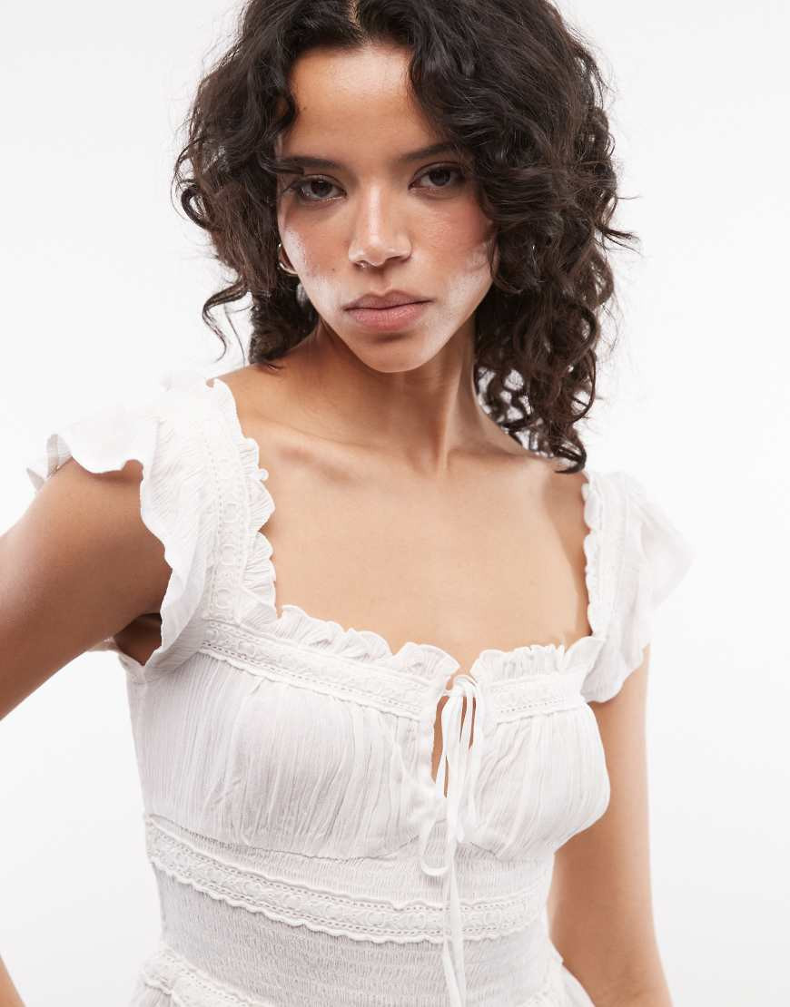 Reclaimed Vintage western prairie top with ruffles in white | ASOS (Global)