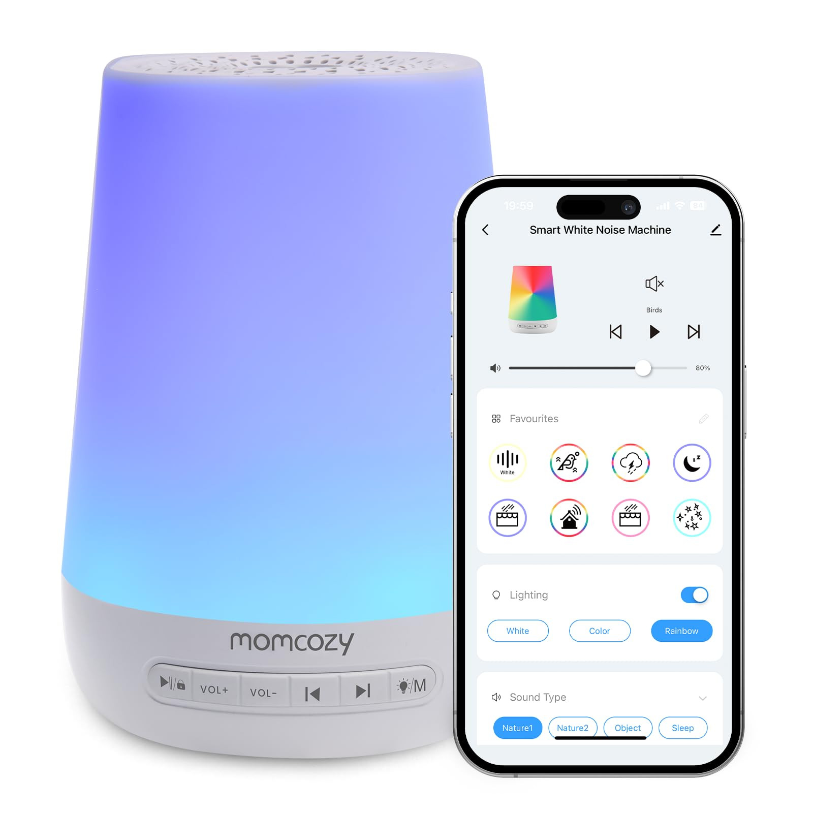 Baby Sound Machine, Momcozy White Noise Machine for Baby Sleeping with Night Light, Toddler Sleep... | Amazon (US)