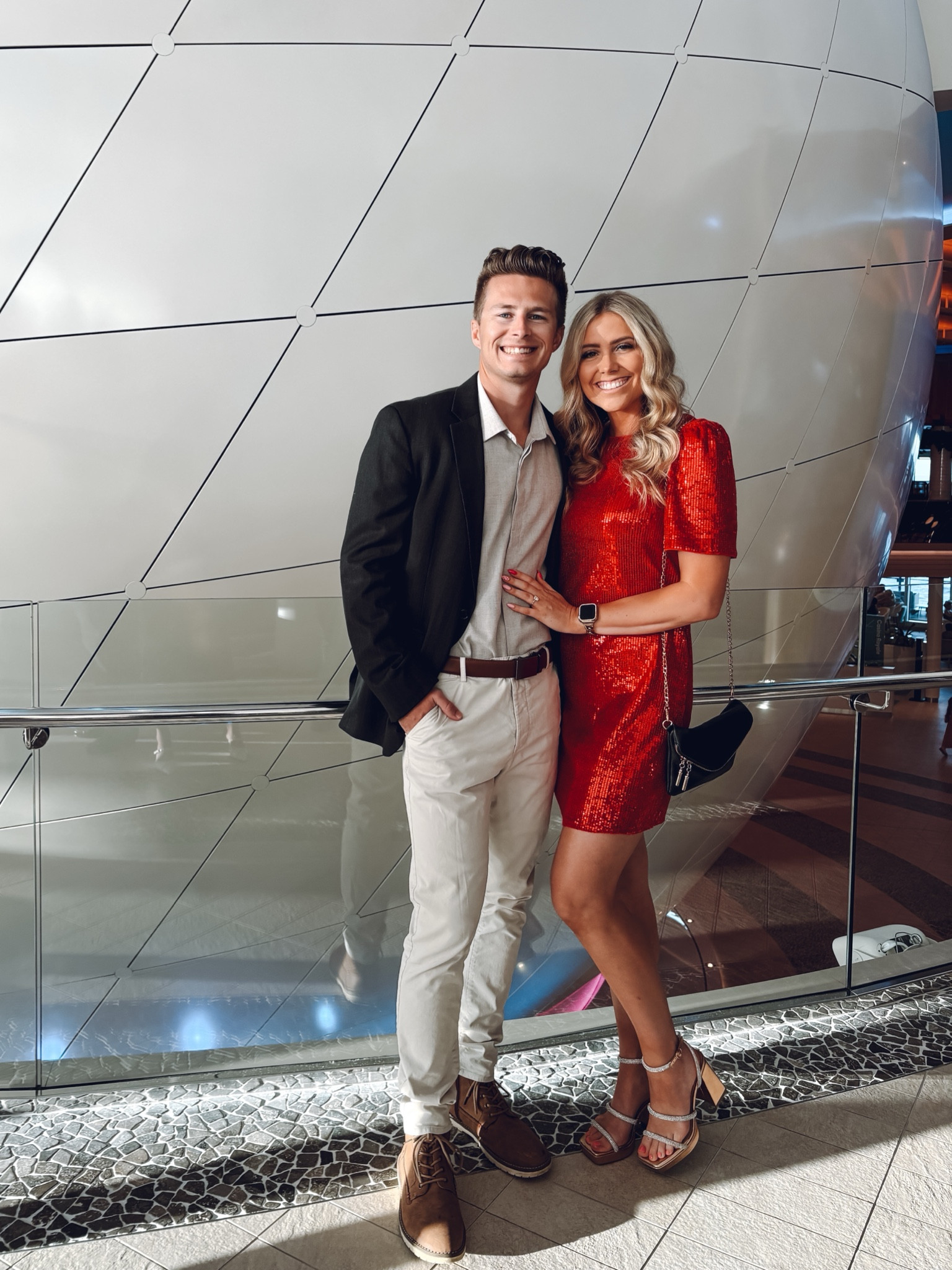 best dress on the cruise! Red dress comes in more colors!
Dress: wearing M
Heels: true to size 
Men’s boots: true to size 