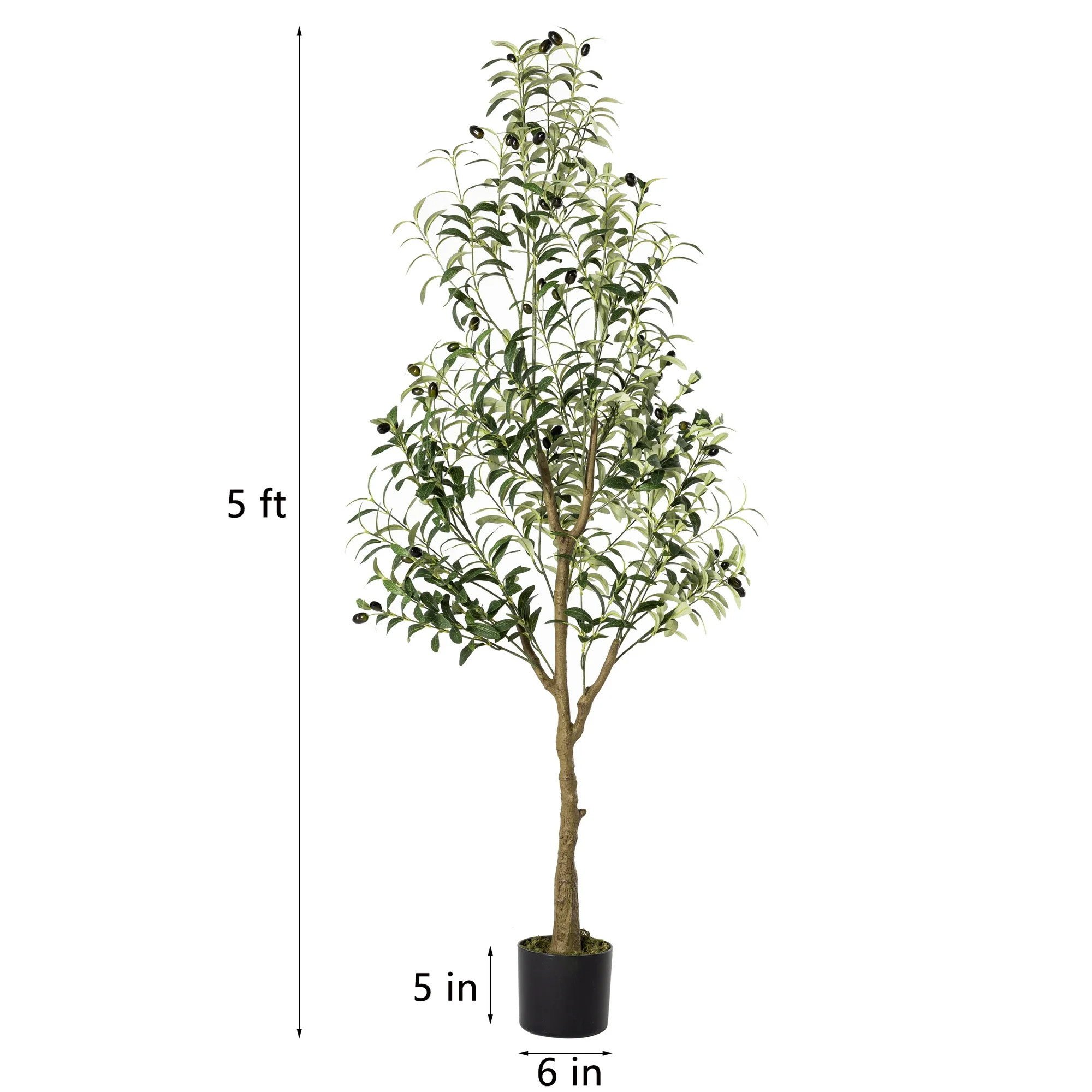 Artificial Plant, 5ft Fake Olive Tree, Pre Potted Faux Greenry Plant for Home Decor Office House ... | Walmart (US)