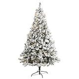 Nearly Natural 7ft. Flocked White River Mountain Pine Artificial Christmas Tree with Pinecones and 3 | Amazon (US)