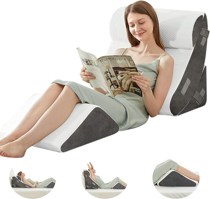 4PCS Bed Wedge Pillow Post Surgery, Orthopedic Sleeping Wedge Pillow Set for Back, Neck and Leg P... | Amazon (US)