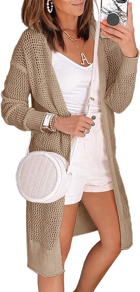 Misassy Womens Open Front Knit Sheer Cardigans Summer Boho Lightweight Long Sleeve Kimono Long Sw... | Amazon (US)