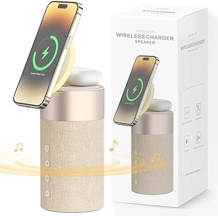 COLSUR Bluetooth Speaker, Magnetic Wireless Charger, Bluetooth Speakers with Night Light, 2 in 1 ... | Amazon (US)