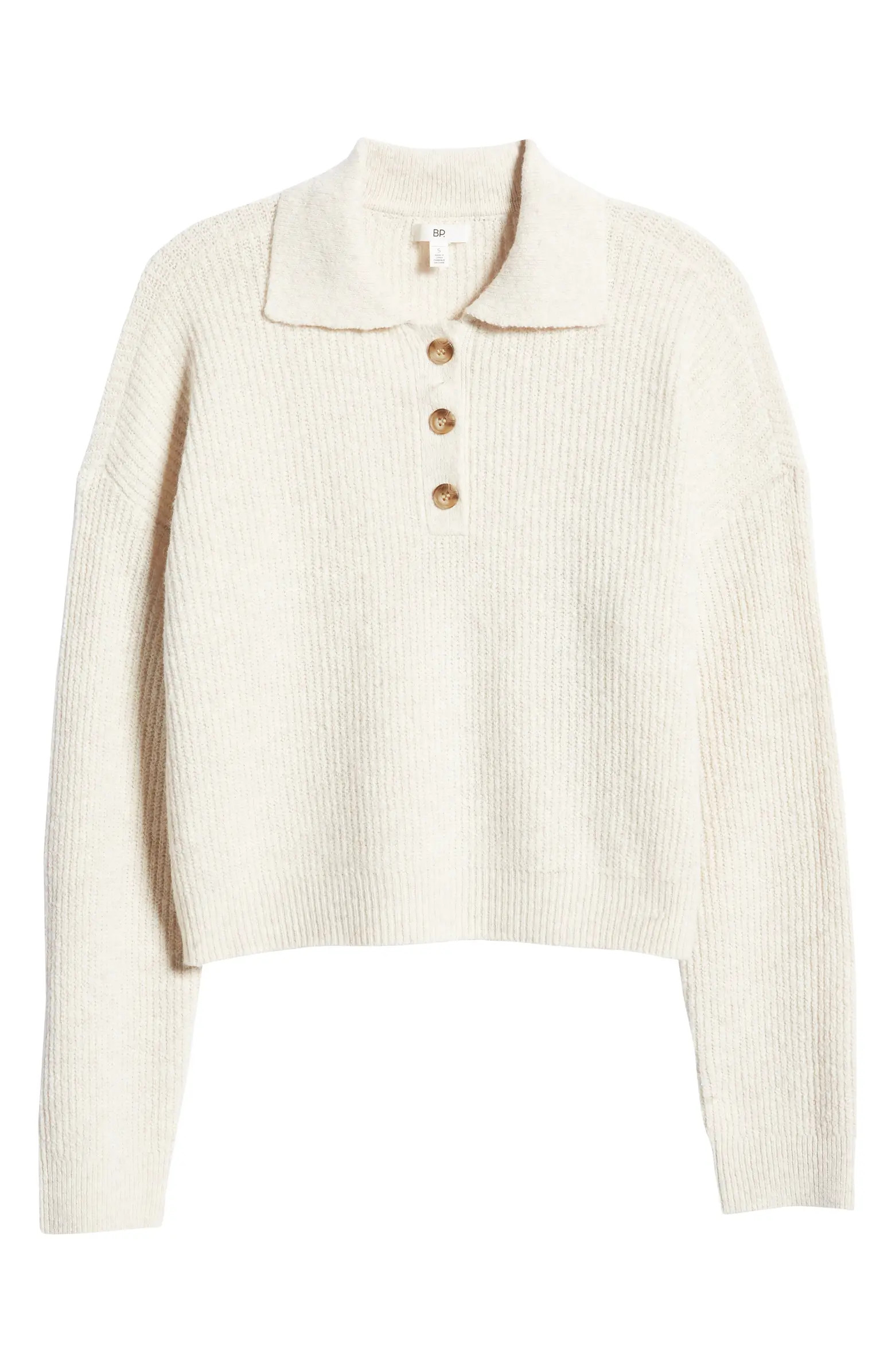 Rib Long Sleeve Polo Sweater | Nordstrom