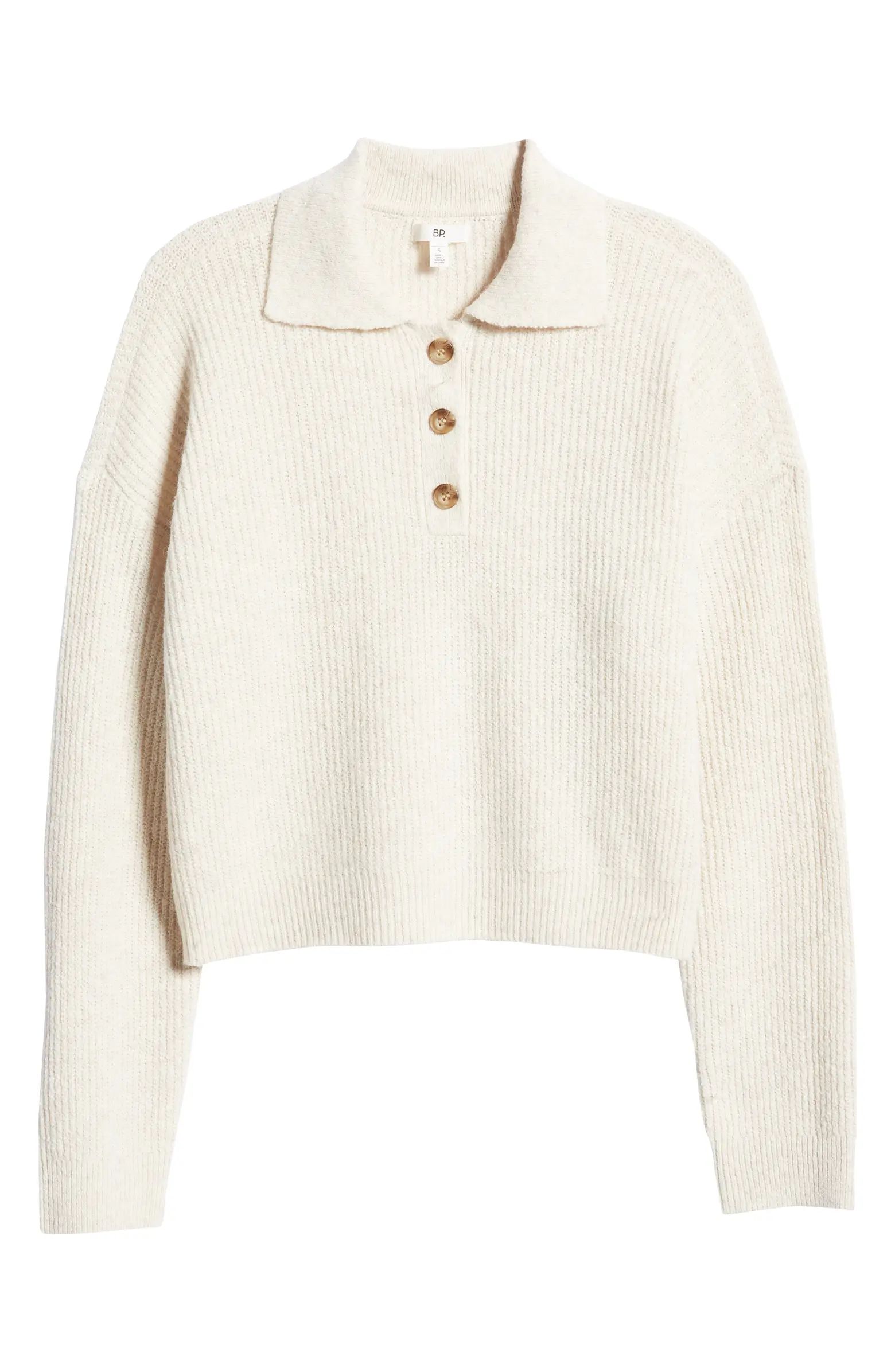 Rib Long Sleeve Polo Sweater | Nordstrom