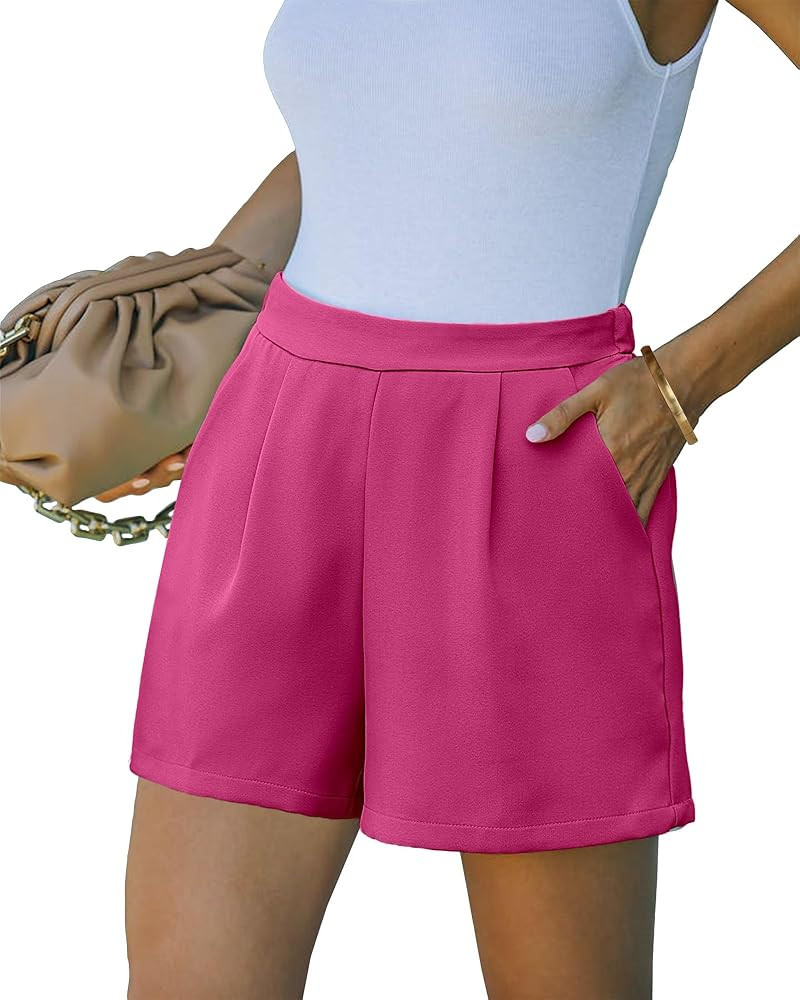 luvamia 2024 Dress Shorts for Women High Waisted Business Casual Outfits for Work Summer Pleated ... | Amazon (US)