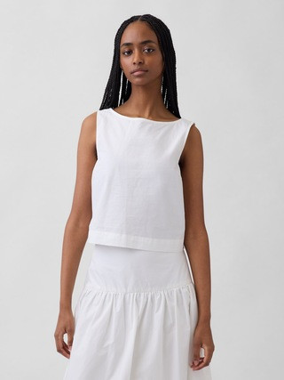 Poplin Boatneck Shell Tank Top | Gap (US)