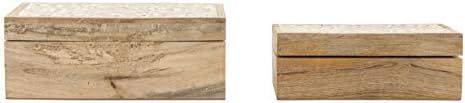 Creative Co-Op Handcarved & Whitewashed Mango Wood Boxes (Set of 2 Sizes) Misc Non-Food Storage, ... | Amazon (US)
