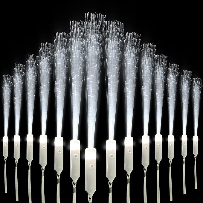 15 PCS Glow Sticks Party Favors for Kids, White Fiber Optic Wands LED Light up Wedding Wand, 3 Li... | Amazon (US)