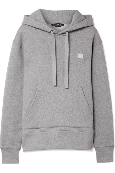 Acne Studios - Ferris Face Cotton-jersey Hooded Top - Light gray | NET-A-PORTER (US)