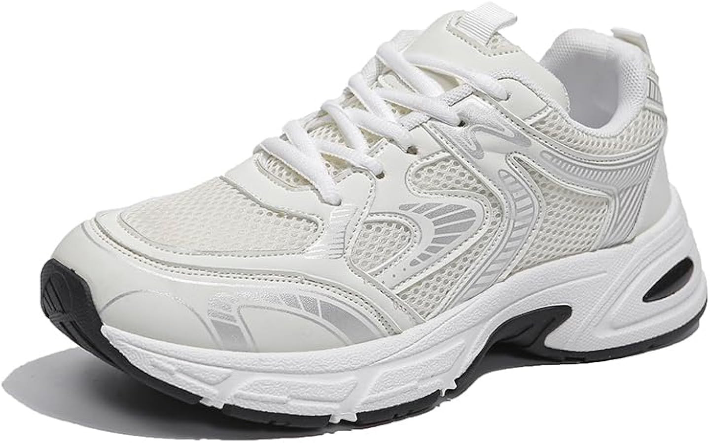 Athletic Running Shoes, Mesh Breathable Sneakers in White, Black, Burgundy, Cushioned Comfort Trainers with Air Support | Amazon (US)
