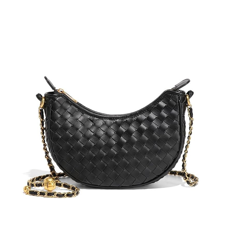 Ling Chuang Woven Crossbody Shoulder Bag with Niche Crescent Design - Double Layer Vintage Mother... | Amazon (US)