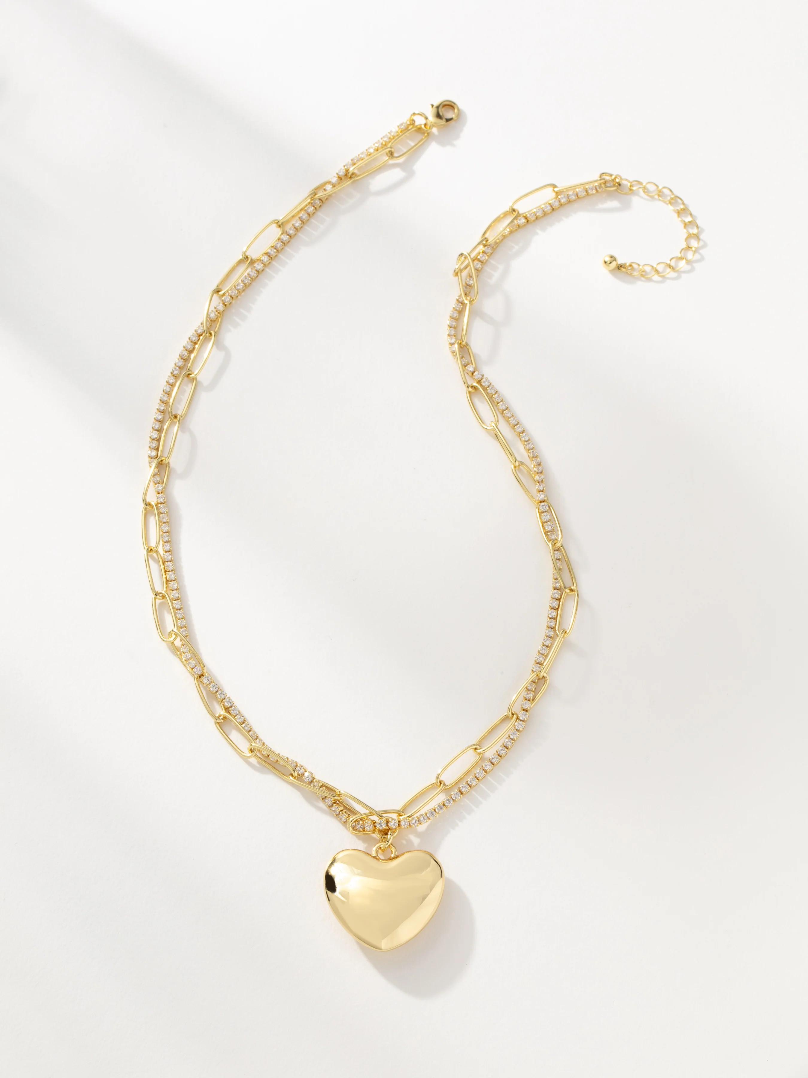 Intertwined Pavé, Chain and Heart Necklace in Gold | Uncommon James | Uncommon James