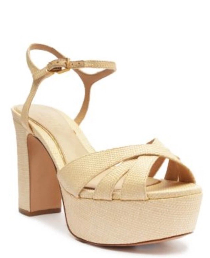 SCHUTZ Womens Beige 1-1/2" Platform Keefa Peep Toe Block Heel Heeled Sandal 8.5 | eBay US