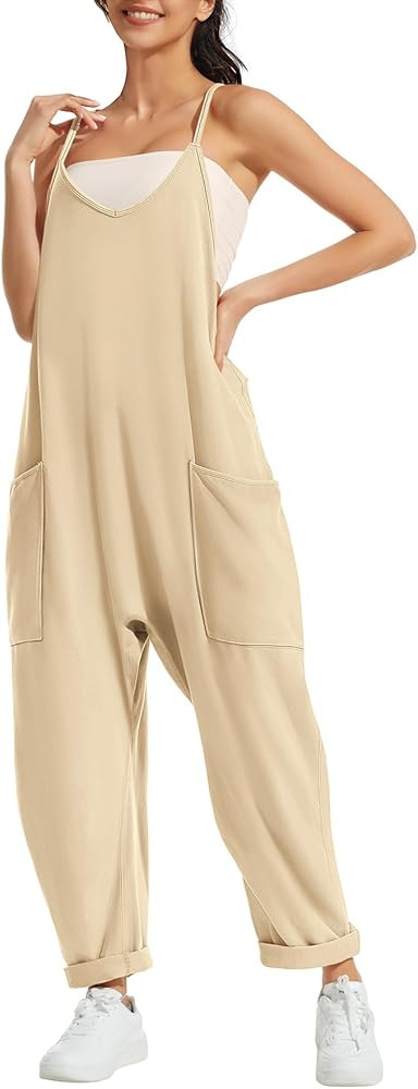 ATHMILE Jumpsuits for Women Casual Summer Rompers Sleeveless Loose Spaghetti Strap Baggy Overalls... | Amazon (US)
