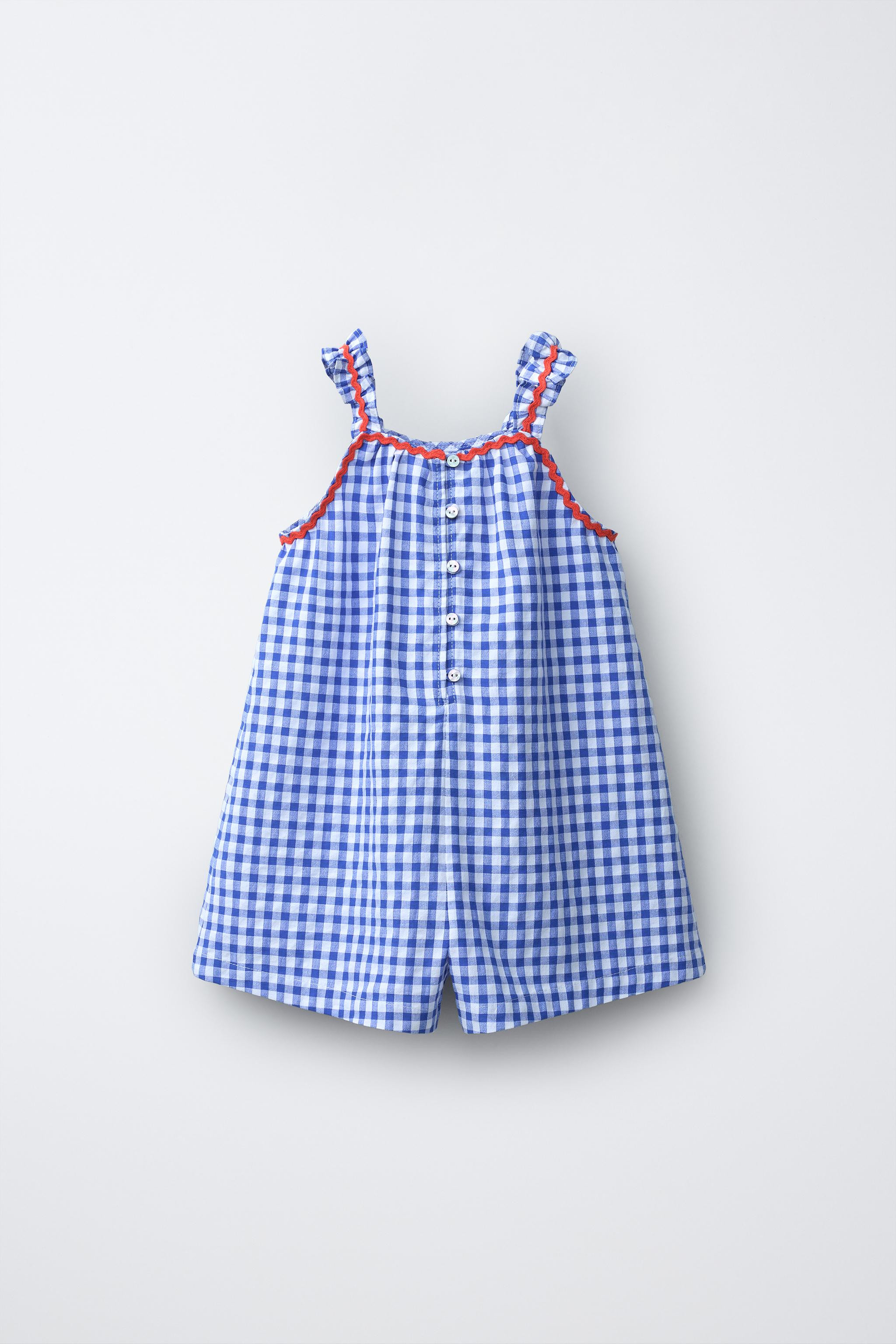 GINGHAM WAVE TRIM SHORT JUMPSUIT CASA LAWA X ZARA KIDS | Zara US