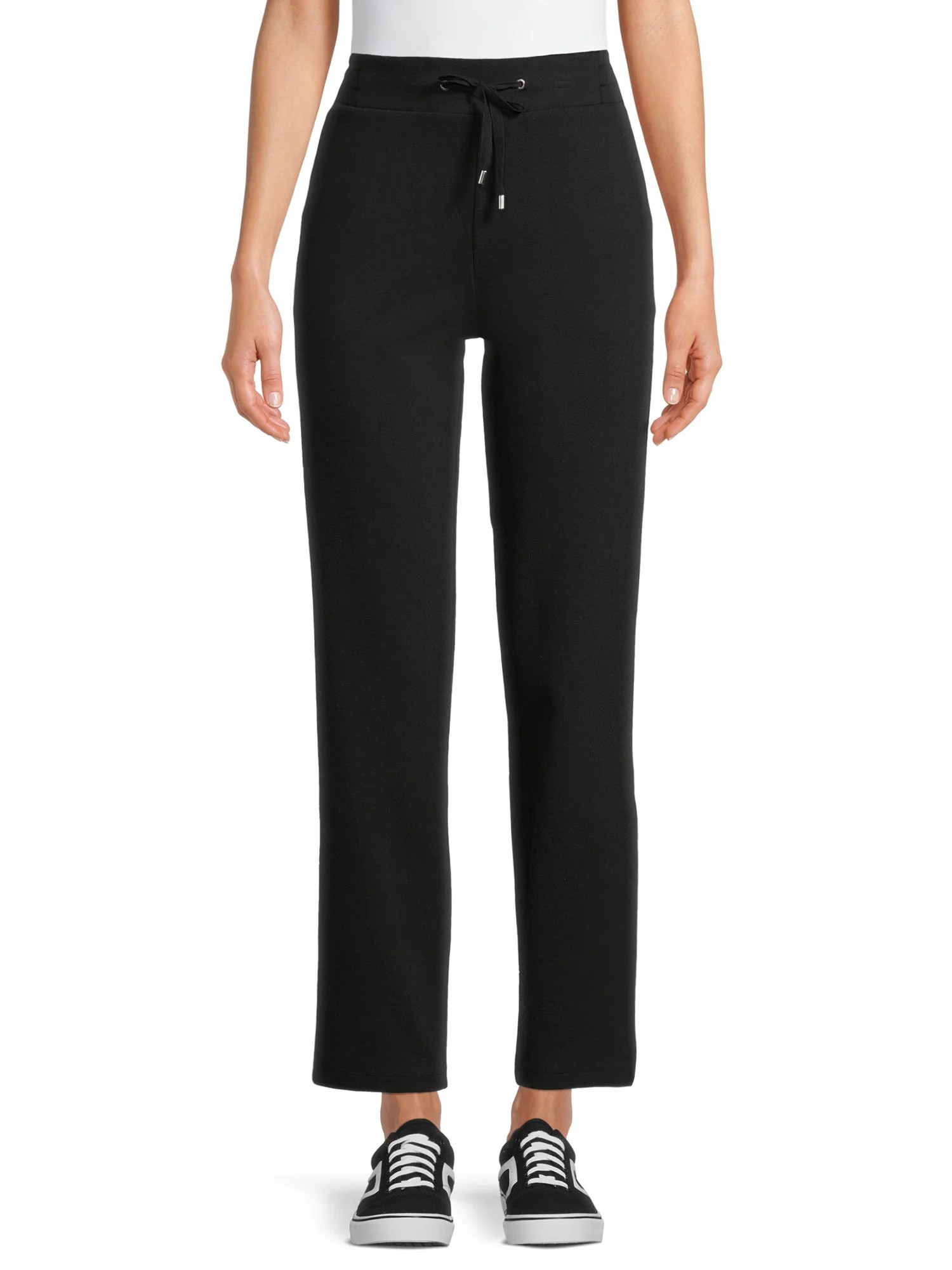 Time and Tru Women's High Rise Drawstring Waist 30" inseam Knit Pants | Walmart (US)