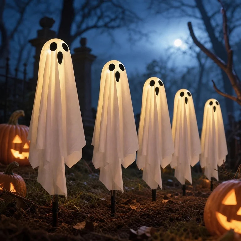 5-Pack Ghost Halloween Decorations Outdoor, Halloween Lights for Garden Pathway Porch Yard Walkwa... | Walmart (US)