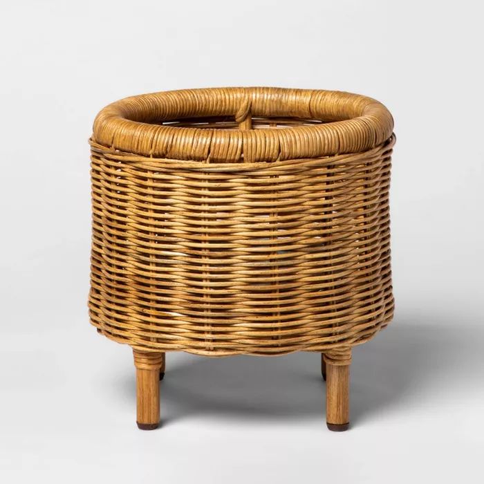 11" x 10.7" Woven Rattan Planter Brown - Threshold™ | Target