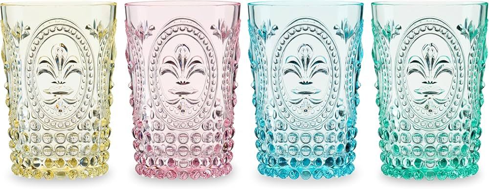 Twine Embossed Acrylic Tumblers - Colorful Drinking Glasses - Multicolor 16oz Tumbler Set of 4 | Amazon (CA)