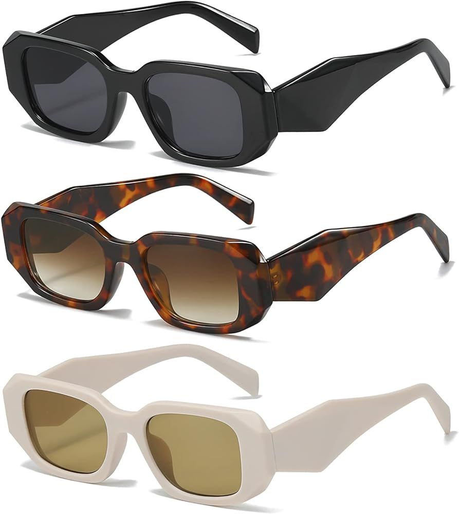 Trendy Rectangle Sunglasses for Women 90s Retro Style Sun Glasses Outdoor Travel 100% UV Protecti... | Amazon (US)