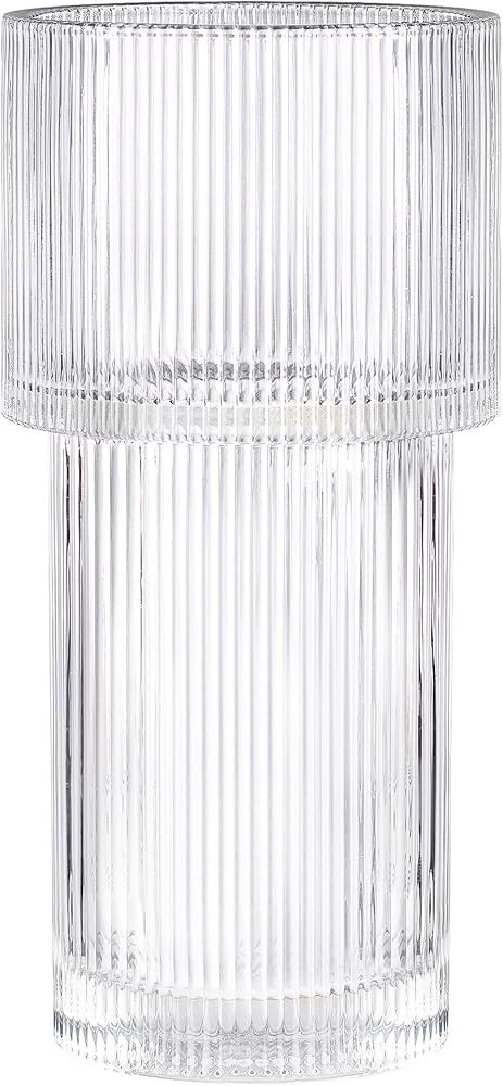 Ribbed Vase,Flower Vases.Large Glass Vase,Clear Flower Vase.Vase for Flower.Vases for Living Room... | Amazon (US)