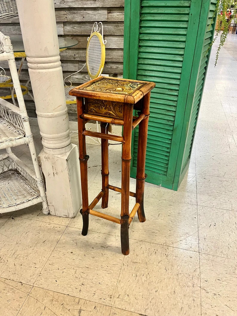 Vintage Bamboo With Metal Plant Stand - Etsy | Etsy (US)