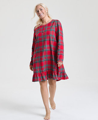 Women's Brinkley Plaid Flannel Sleep Dress Matching Family Pajamas | Macy's